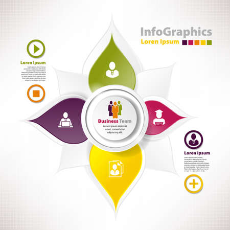 Modern vector elements for infographics with paper elements for business design in form flowerのイラスト素材
