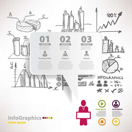 Modern infographic template for business design with sketch diagrams and graphicsのイラスト素材