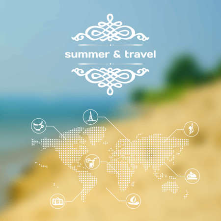 Vector mobile and web interface summer travel themeのイラスト素材