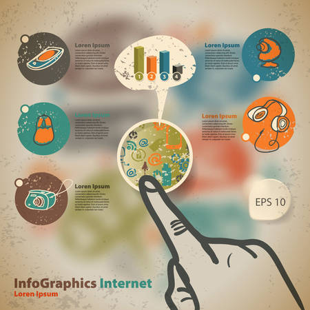 Template for infographic with devices to access the Internet in vintage styleのイラスト素材