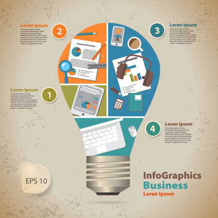 Template for infographic with ideas for business in vintage styleのイラスト素材