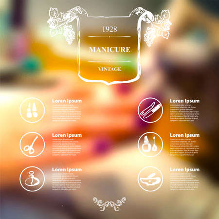 Vector mobile and web interface with manicure iconsのイラスト素材