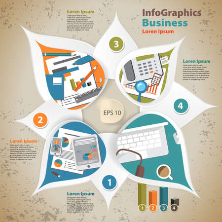 Template for infographic with symbol of the business process in vintage styleのイラスト素材