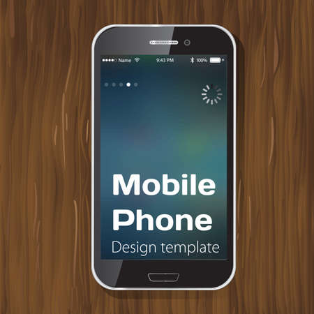 Template smartphone on a wooden backgroundのイラスト素材