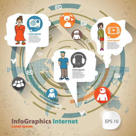 Infographic Flat Design Illustration for Web Social Networkのイラスト素材