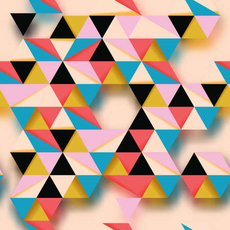 Seamless pattern with colored triangles with blurred background