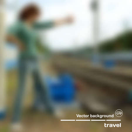 Photorealistic background with blurred person on the theme of travelのイラスト素材