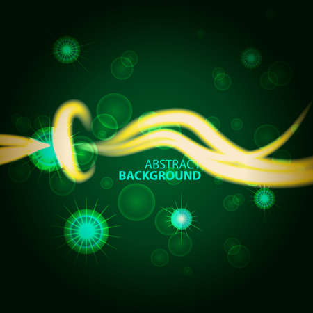 Space Abstract green background with glowing white rays and starsのイラスト素材