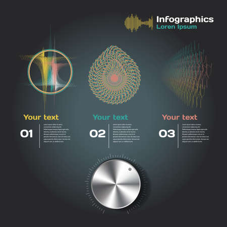infographics with sound waves on a dark backgroundのイラスト素材