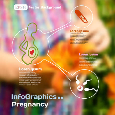 Infographics with blurry photographic background on the topic of pregnancyのイラスト素材