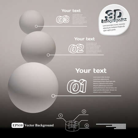 Infographics with frosted balls 3d black and whiteのイラスト素材