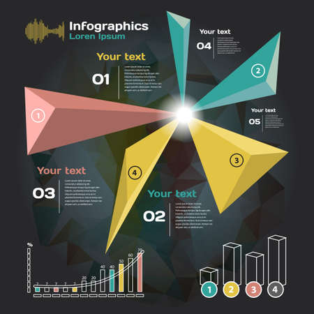 infographics with sound waves on a dark backgroundのイラスト素材