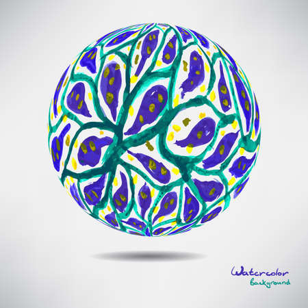 Abstract background with a ball of colored watercolor blue plantsのイラスト素材