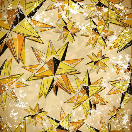 Seamless yellow pattern of triangles volume in vintage style with scuffedのイラスト素材