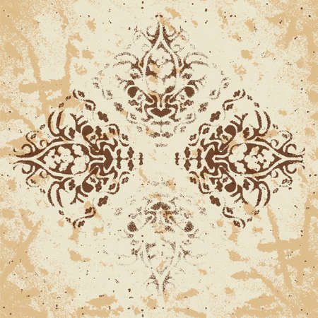 Abstract background of vintage heraldic figures on faded worn paperのイラスト素材