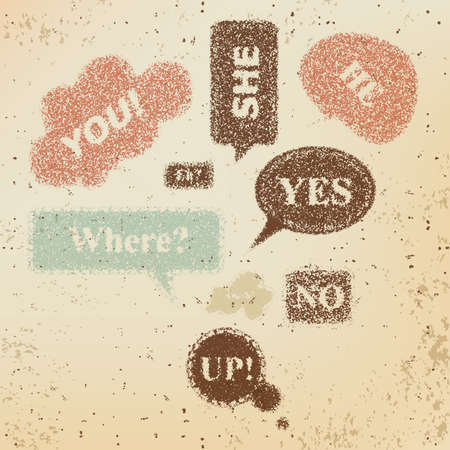 Set of vintage labels on the topic of Internet communication in shabby paperのイラスト素材