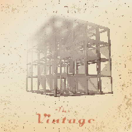 Abstract background of vintage cage on faded worn paperのイラスト素材