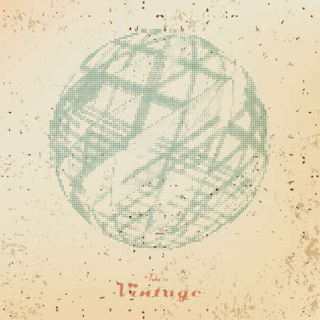 Abstract vintage background ball with raster dots on faded old paperのイラスト素材