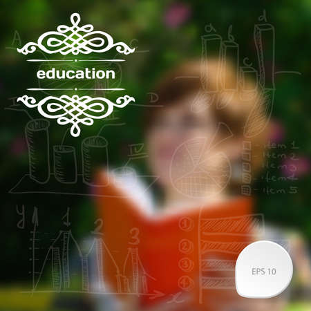 Infographics with blurry photographic background on the topic of educationのイラスト素材