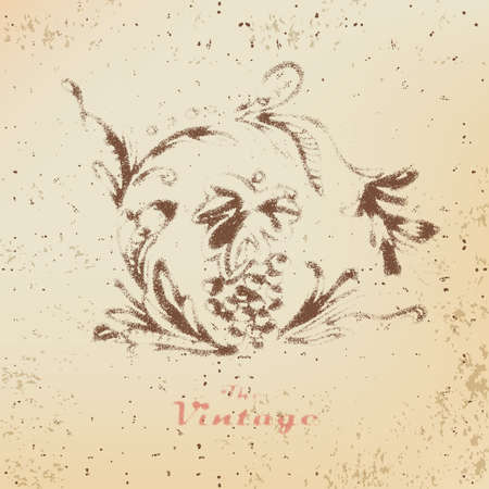 Abstract background of vintage foliage pattern on faded worn paperのイラスト素材