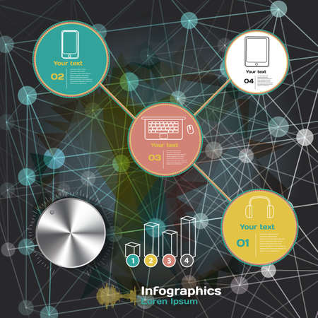 infographics with sound waves on a dark background on theme digital technology and internetのイラスト素材