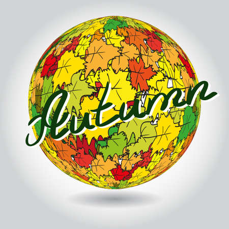 Abstract background of colorful autumn leaves in the form of a sphereのイラスト素材