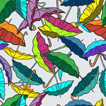 Textile seamless pattern of colorful umbrellasのイラスト素材