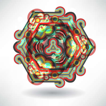 Abstract backgroun of colorful circles and lines with space for textのイラスト素材
