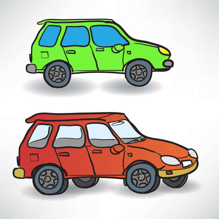 illustration of a two cars on the roadのイラスト素材