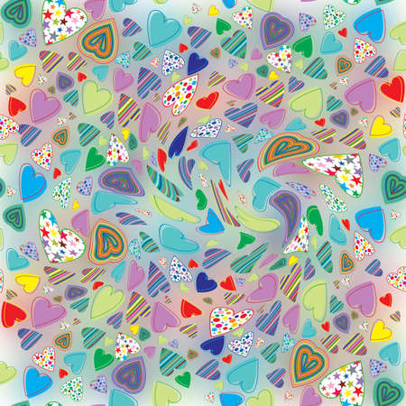 Seamless pattern of hearts with background out of focus