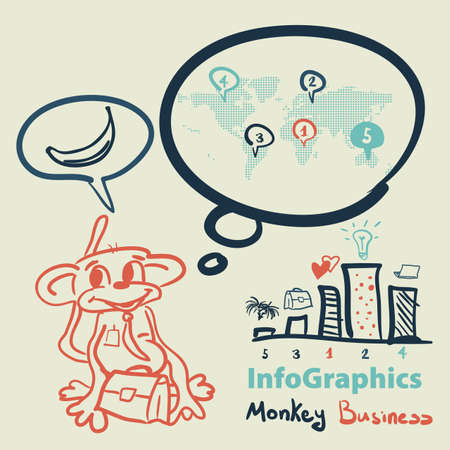 Infographics set in the style of a sketch of the funny monkey businessのイラスト素材