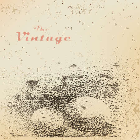 Background ball with shadow engraved dots and spots on faded worn paper in vintage styleのイラスト素材