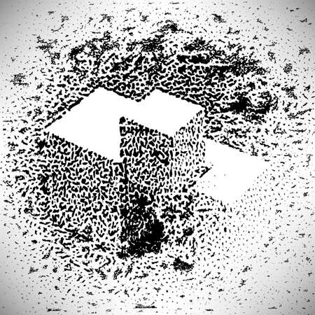 Background cubes with shadow engraved dots and spots in vintage styleのイラスト素材