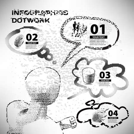 Infographics set style dotwork on the topic of business careerのイラスト素材