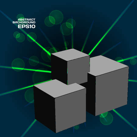 Abstract background of rays illuminated cubes with space for textのイラスト素材