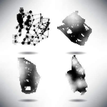 Set of elements of halftone dotted background dotworkのイラスト素材