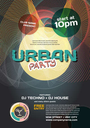 Vector night party urban invitation. Vector template graphicのイラスト素材