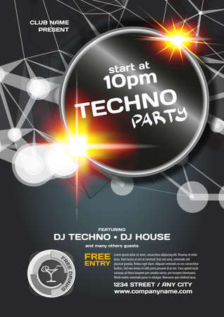 Vector night party invitation techno style. のイラスト素材