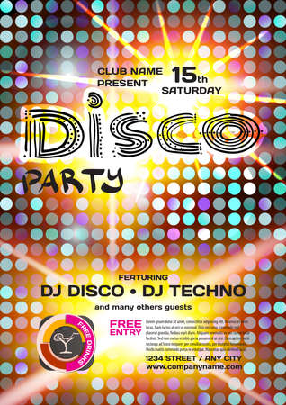 Vector night party invitation disco style. Vector template graphic.のイラスト素材