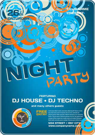 Vector night party invitation disco style.のイラスト素材