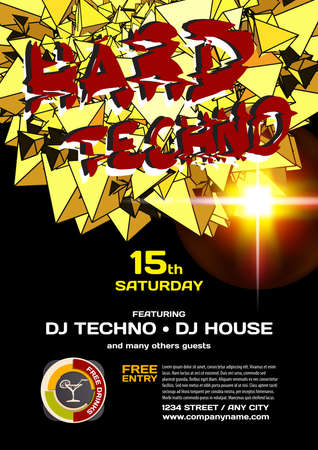 Vector night party invitation techno style.のイラスト素材