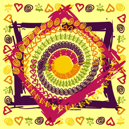 Abstract textile seamless pattern of colorful sketch drawingのイラスト素材