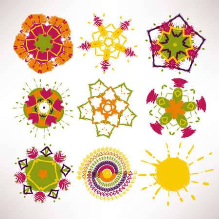 Vector set Abstract circular patterns labels for cards designのイラスト素材