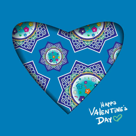 Valentine's day abstract background with cut paper heart. Vector illustrationのイラスト素材