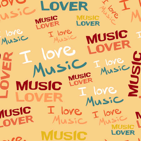 Seamless textile pattern of music inscriptions. Vector illustration for music loversのイラスト素材