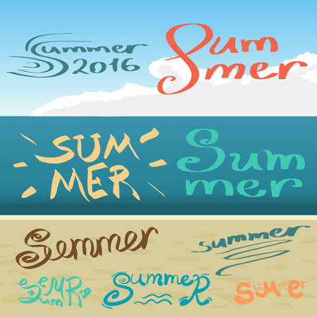 Vector summer background. Summer vector illustration. Vector hand lettering inspirational typography poster summer. Summer fun. Handwritten summer lettering. Summer cardのイラスト素材