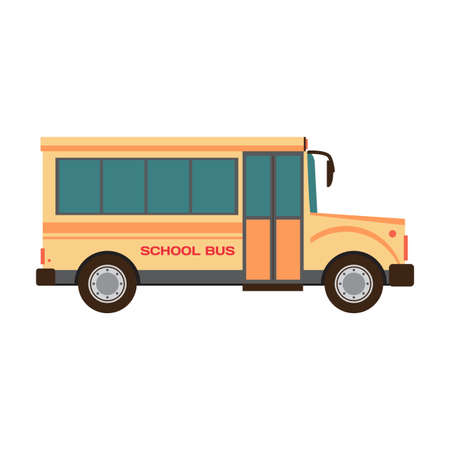 School bus illustration flat cartoon