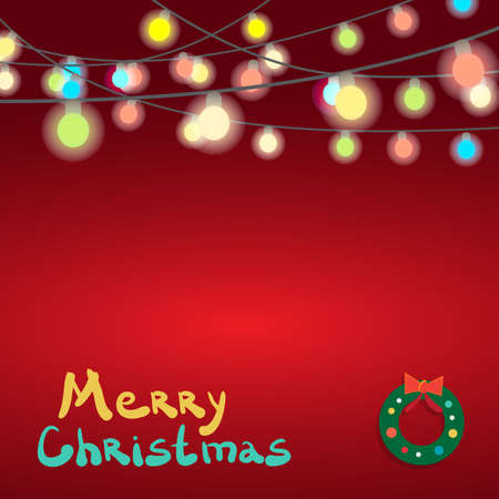 Christmas Greeting Card. Merry Christmas lights garland, vector illustrationのイラスト素材