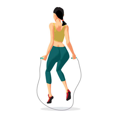 Fitness aerobic strength and body shaping exercises. Woman jumpiのイラスト素材
