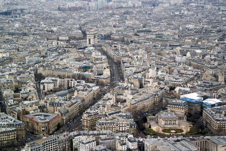 PARIS, FRANCE - MARCH 23, 2016: Aerial view of Paris Skyline fro